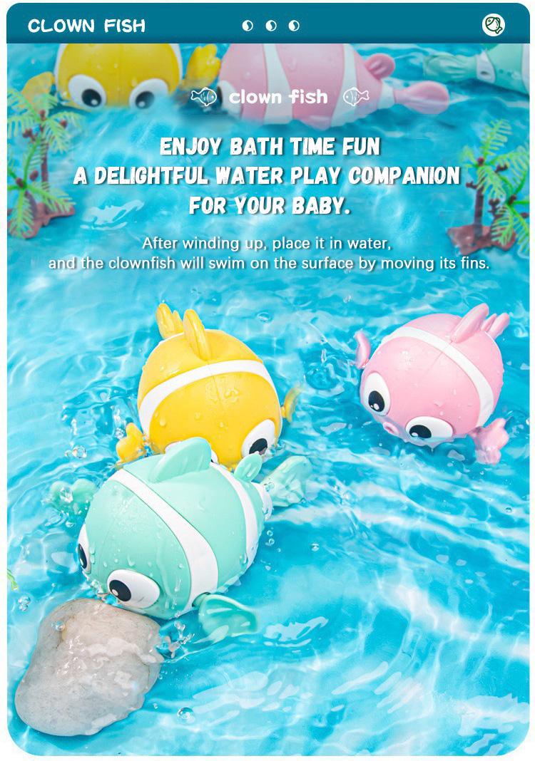 ⏰LAST DAY SALE 50% OFF💥Baby Bath Clownfish Wind-up Toy
