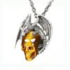 🔥Last Day 50% OFF - Silver Carved Crystal Skull Dragon Necklace