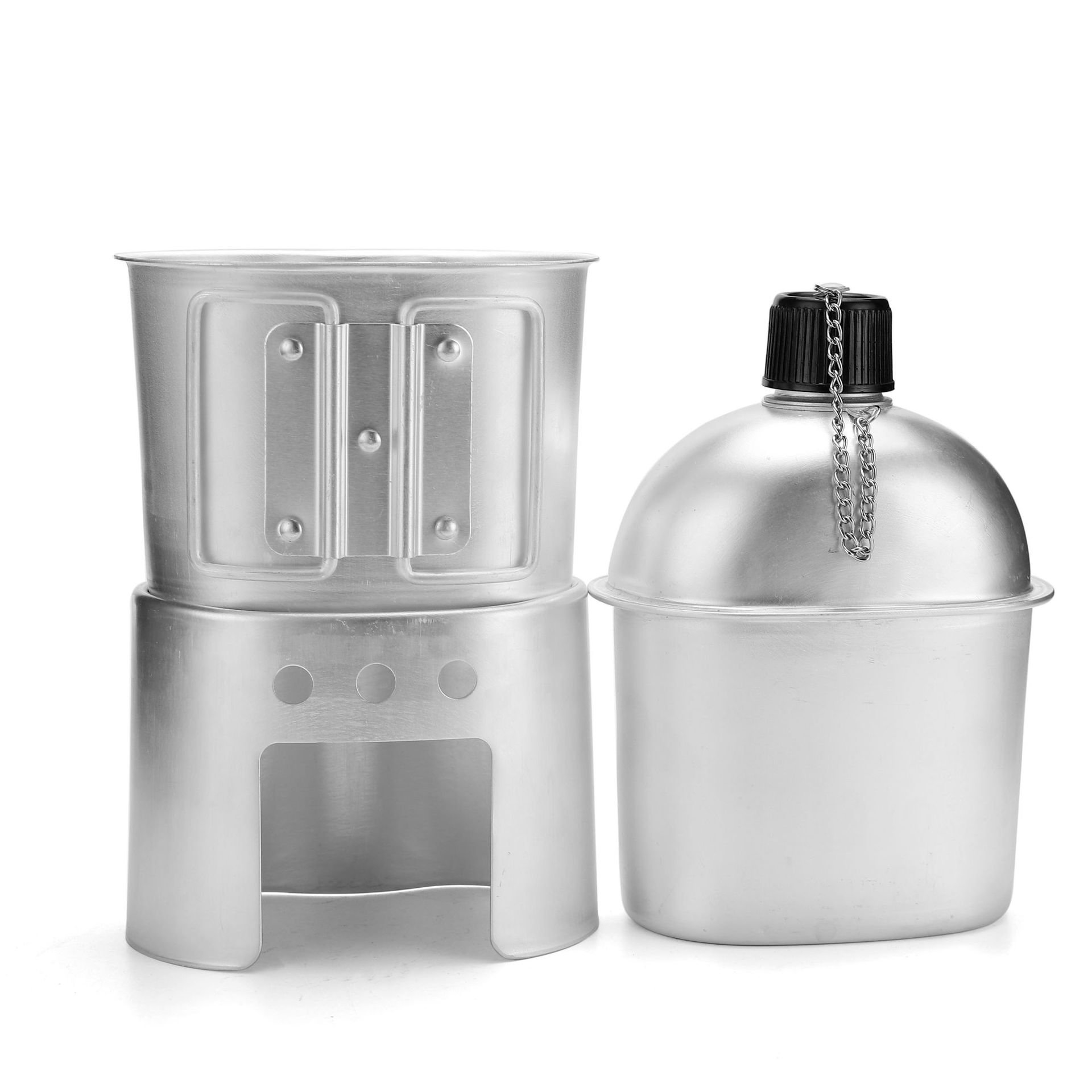Military Canteen Set of 4, Canteen Cup Stove Pouch Kit