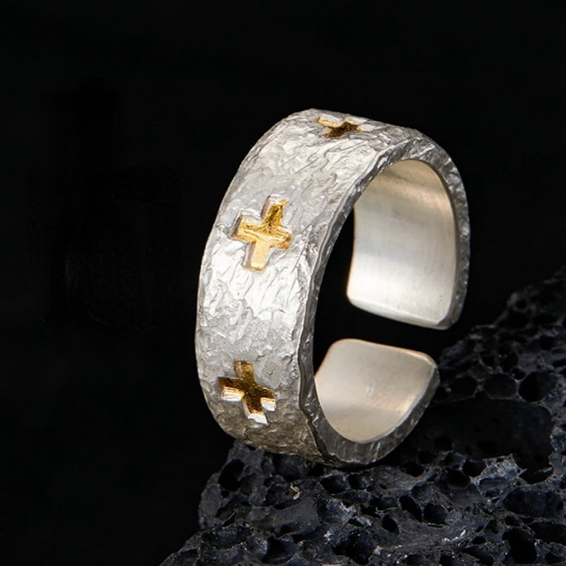 ✝️100% Handmade Adjustable Sterling Silver Cross Ring (𝐂𝐡𝐚𝐝 𝐒𝐦𝐢𝐭𝐡 𝐇𝐚𝐧𝐝𝐦𝐚𝐝𝐞®)