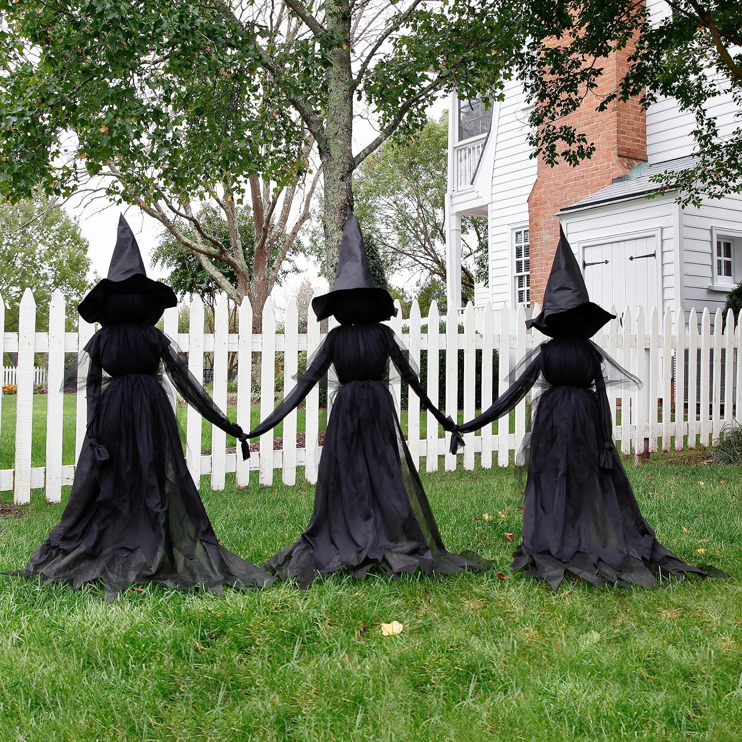 🔥Limited time offer 49%👍3 Pcs LED Halloween Black Witches with Hats Stakes,🎁Halloween Gift