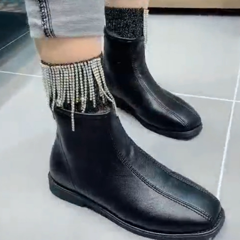 Womens Vintage Sock Boots With Tassels