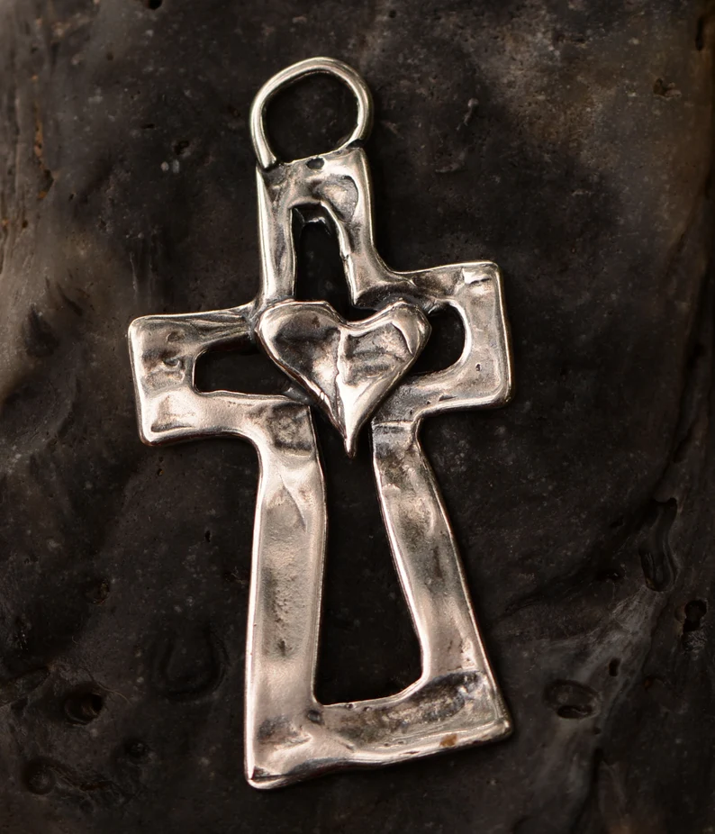✝️100% handgefertigtes Silberkreuz Heilendes Herz(Handmade®)