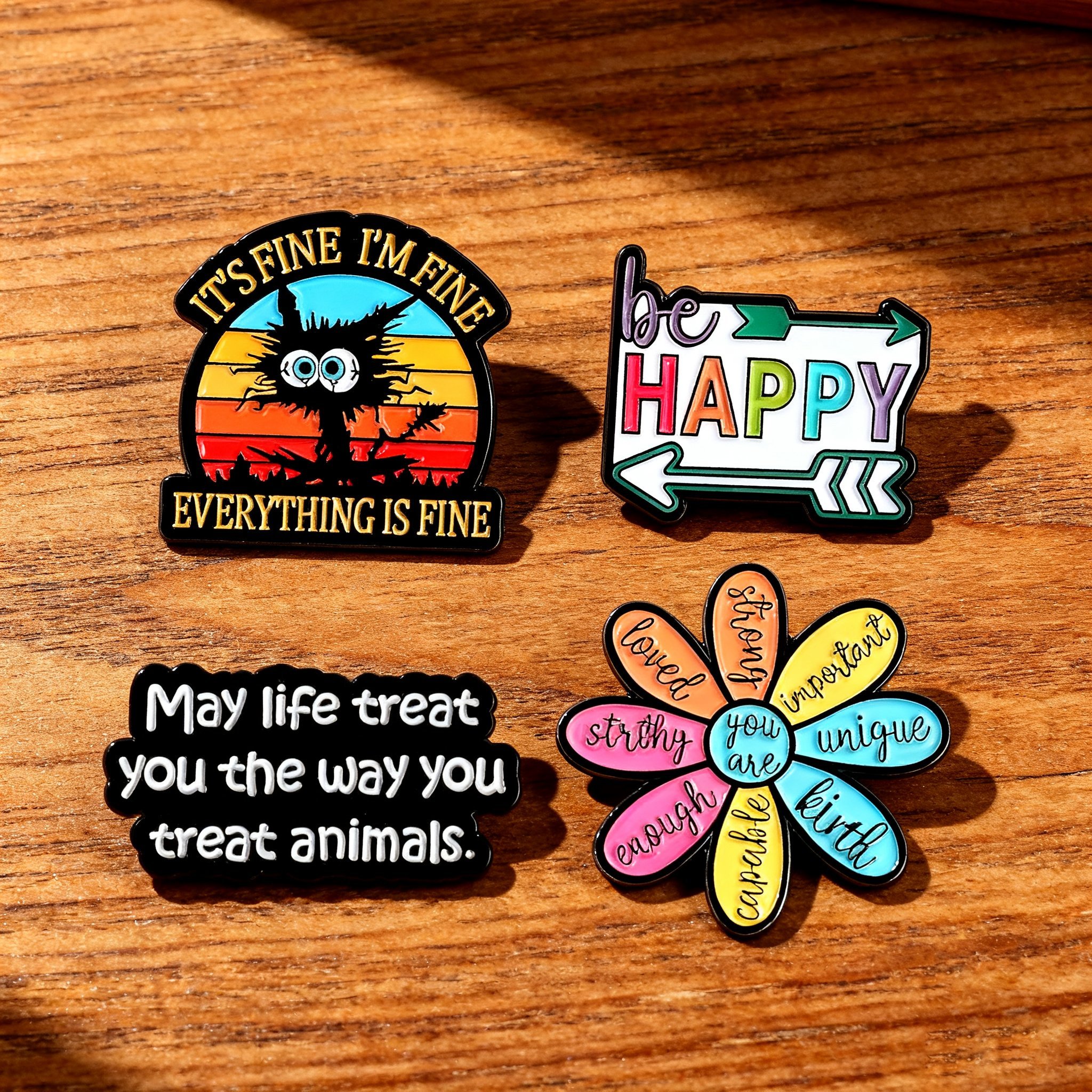🎁TikTok Last Day Sale - 70% OFF🔥Colorful Flower Badge with Positive Quote