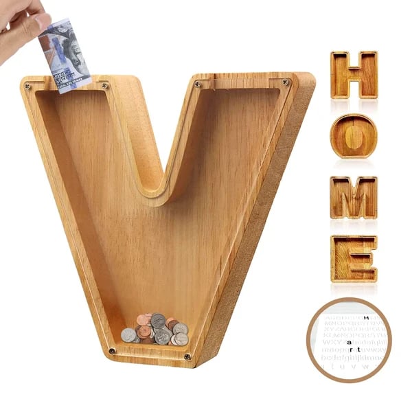 (🔥Last Day Promotion- SAVE 70% OFF)Large Personalized Wooden Alphabet Piggy Bank-Buy 2 Get VIP Shipping