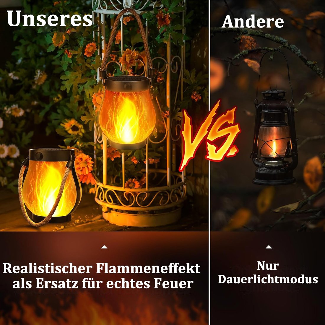 🔥Letzter Tag 50% RABATT- Tanzende Flammen Solarlaterne für den Außenbereich✨