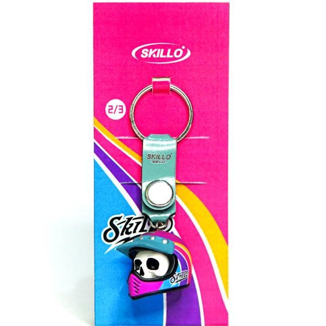 Colorful Skull Helmet Keychain