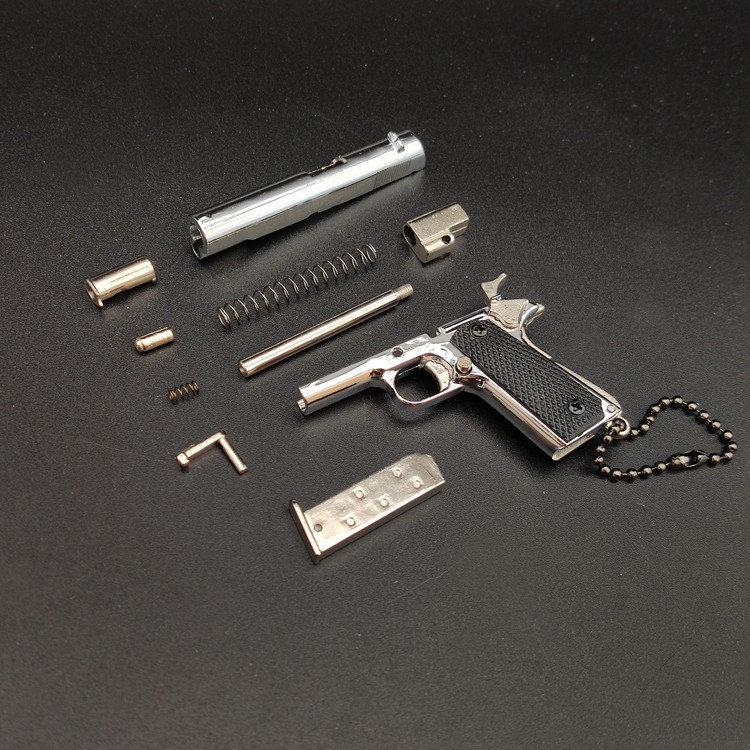 Bright Silver M1911 Model Keychain