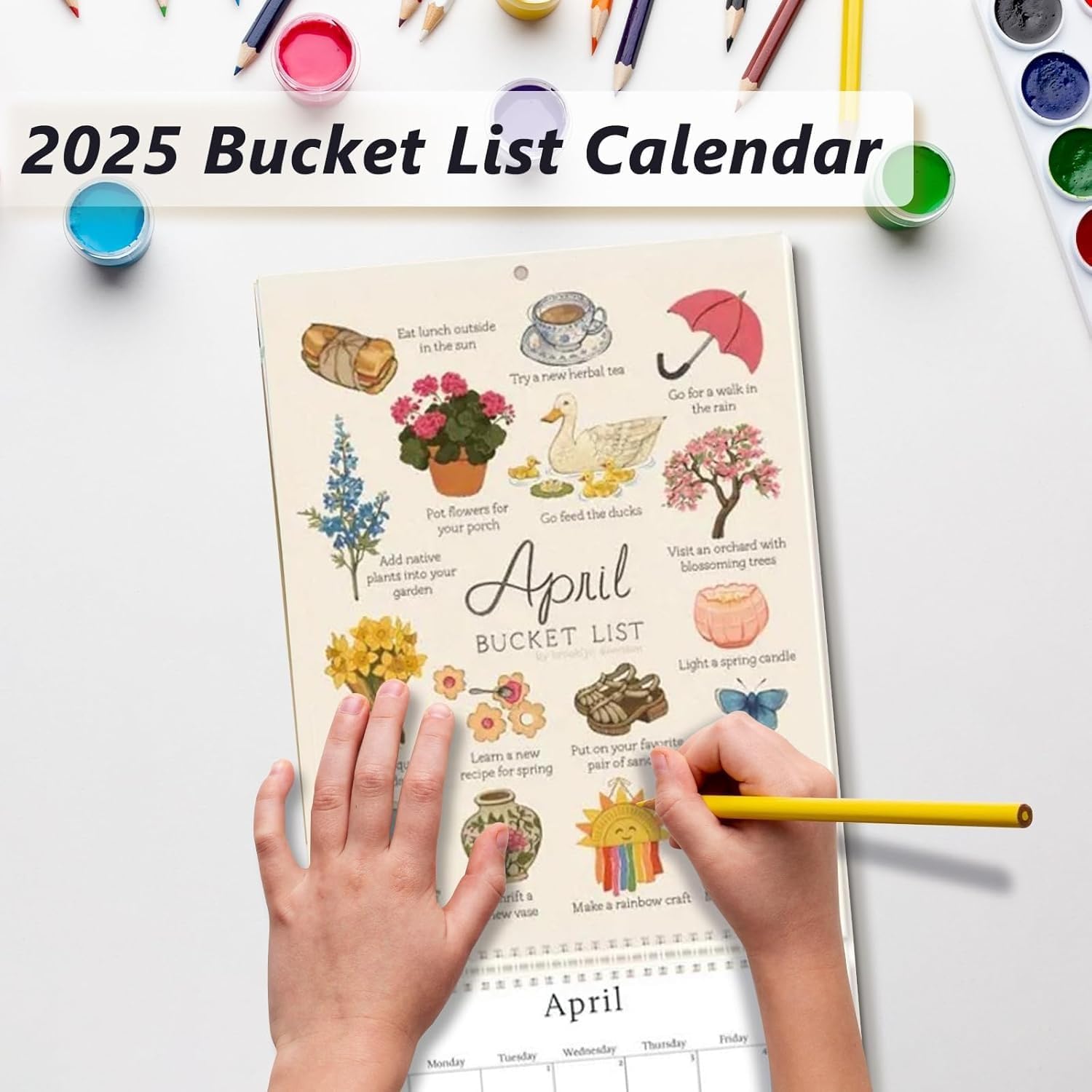 📅2025 Bucket List Calendar,Fun Activity Planner with Monthly Goals✨