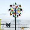 Solar-Powered Windmill with Colorful Fan Blades and Changing LED Light