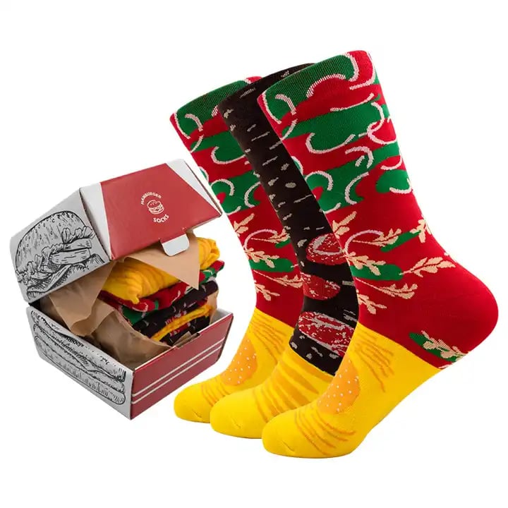 🍔Hamburger Socks (3pairs) – The Perfect Gift for Hamburger Lovers!