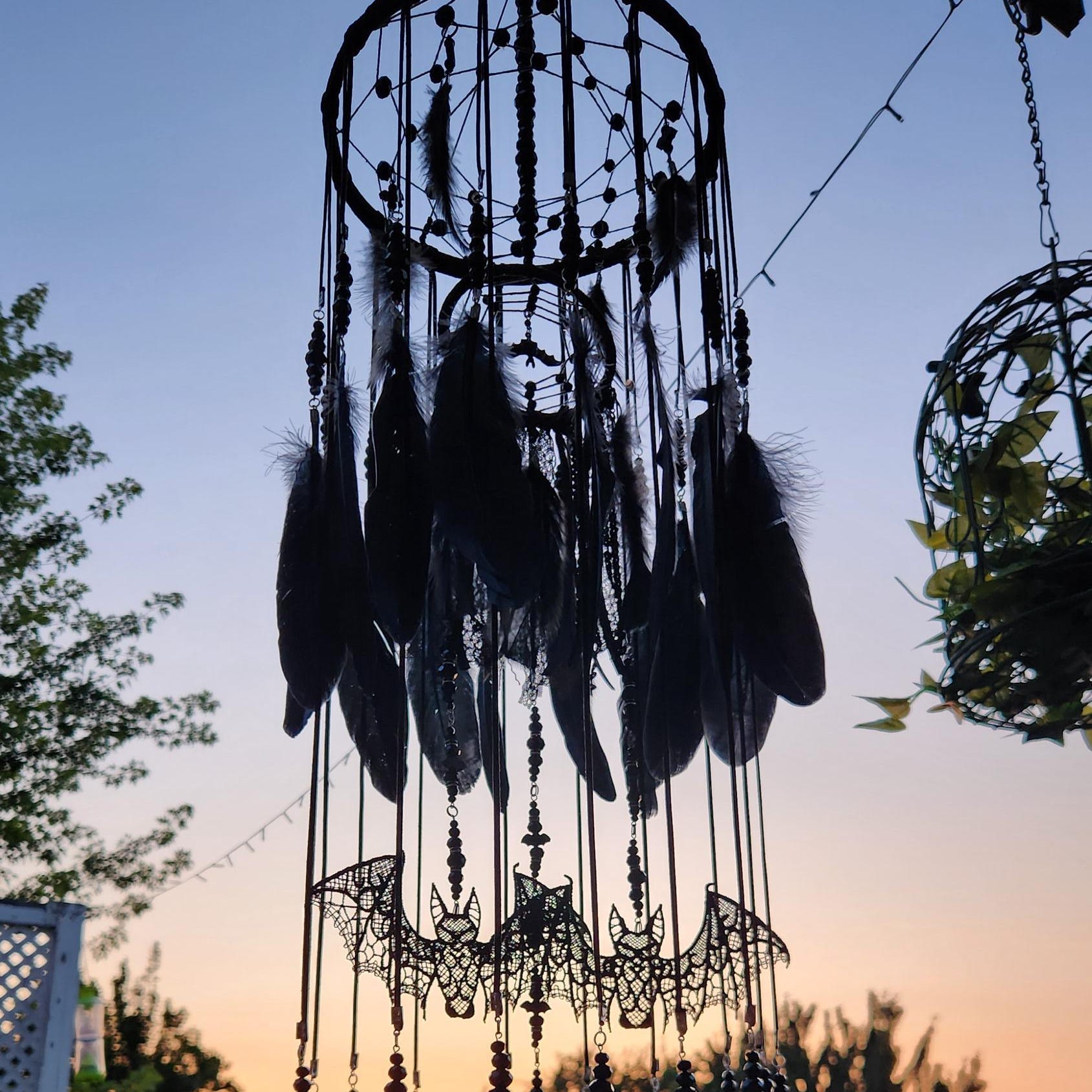 🎁TikTok Last Day Sale - 70% OFF🖤Gothic Black DreamCatcher Mobile with Crystals & Bats🎁Buy 2 Free Shipping