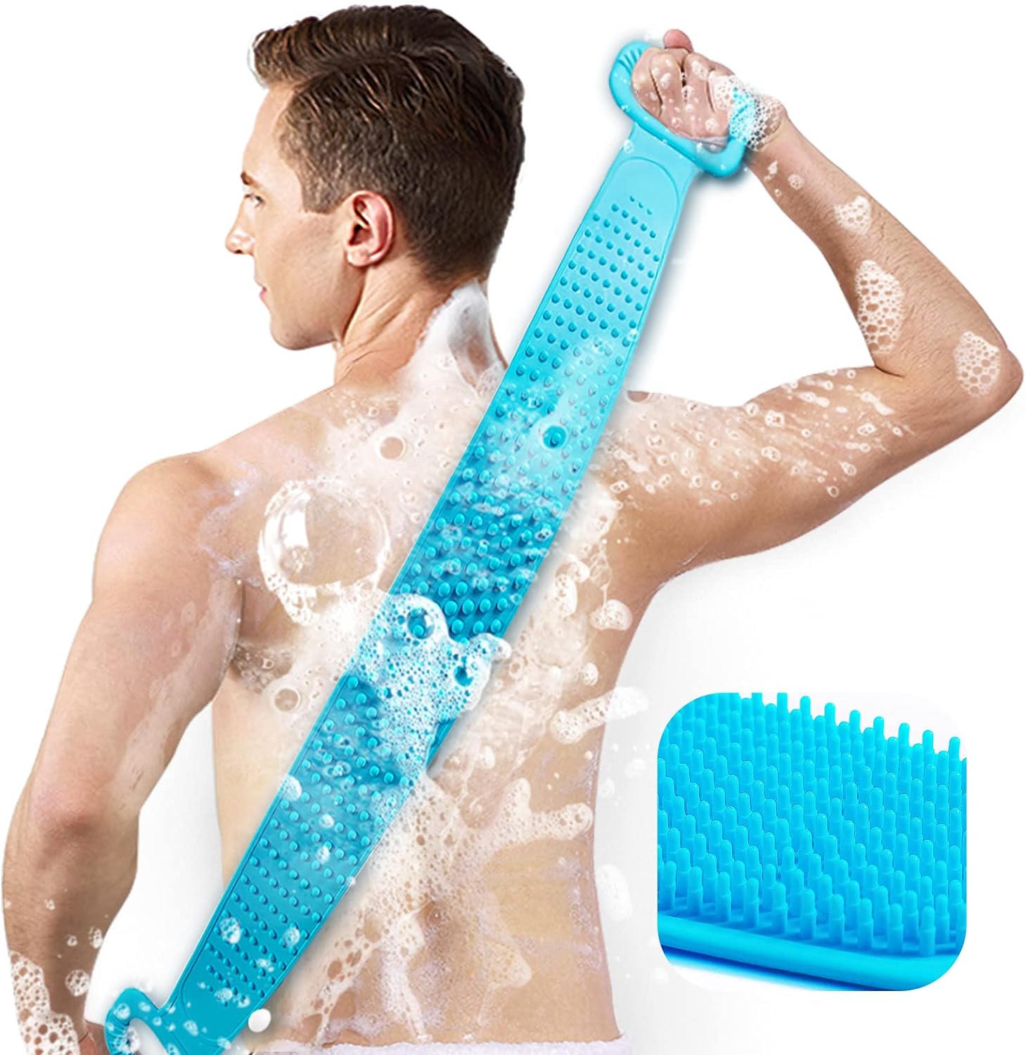 Silicone Back Scrubber for Shower, Handle Body Washer