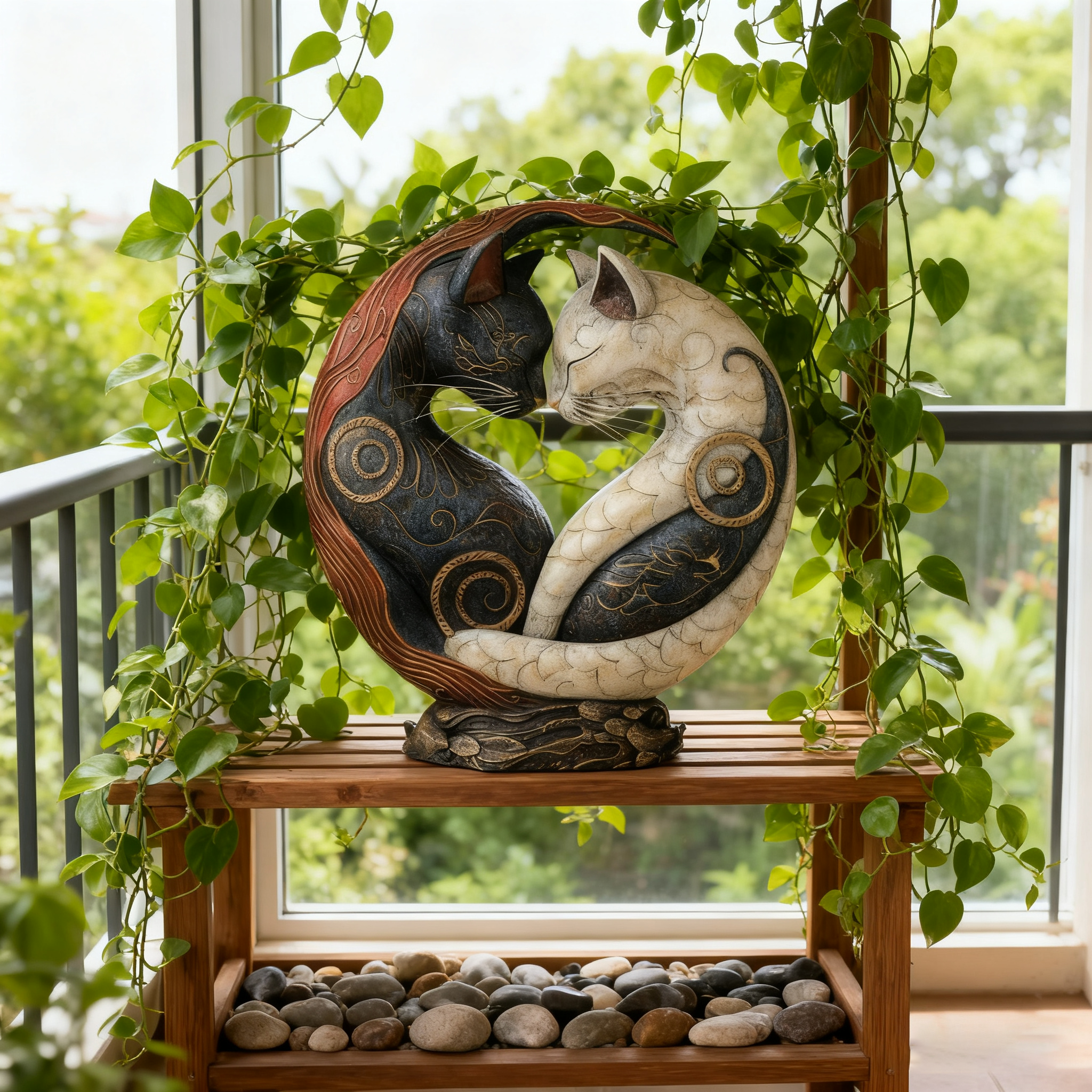 🐈Black and White Cat Yin Yang Art Desk Decor🎁Buy 2 Free Shipping