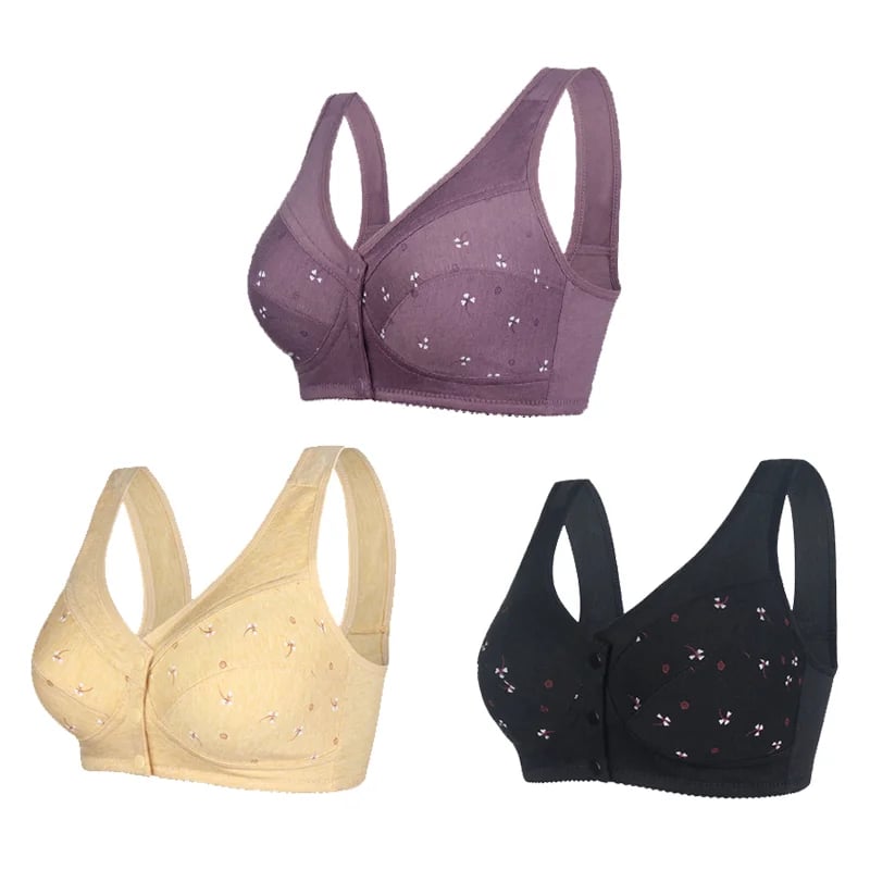 Pay 1 Get 3 packs🌷2023 New Design for Senior Front Closure Cotton Bra