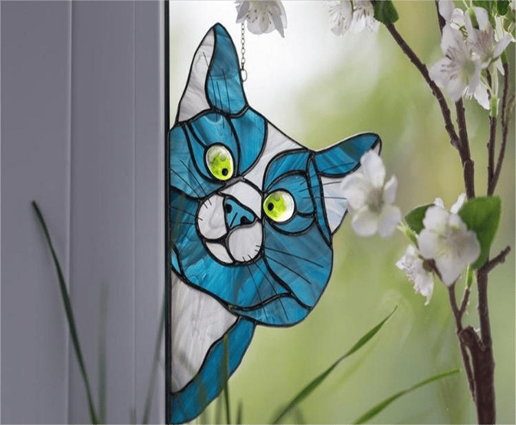 (🌲EARLY CHRISTMAS SALE - 50% OFF) 😻Handmade Stain Cat Suncatcher For Window