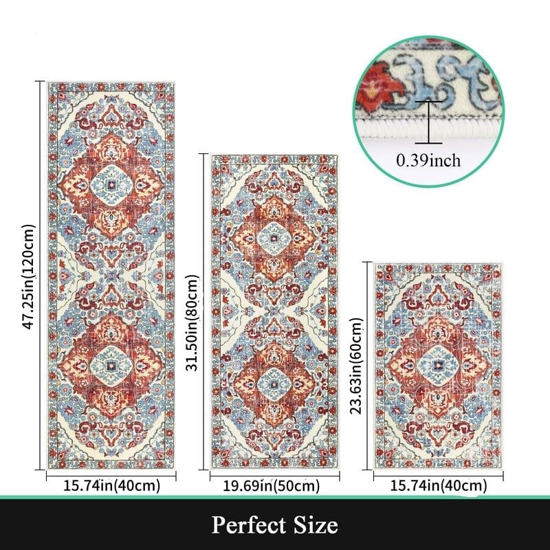 🎁TikTok Last Day Sale - 70% OFF🔥Boho Washable Kitchen Rugs Sets of 3 - Non Slip Kitchen Rugs