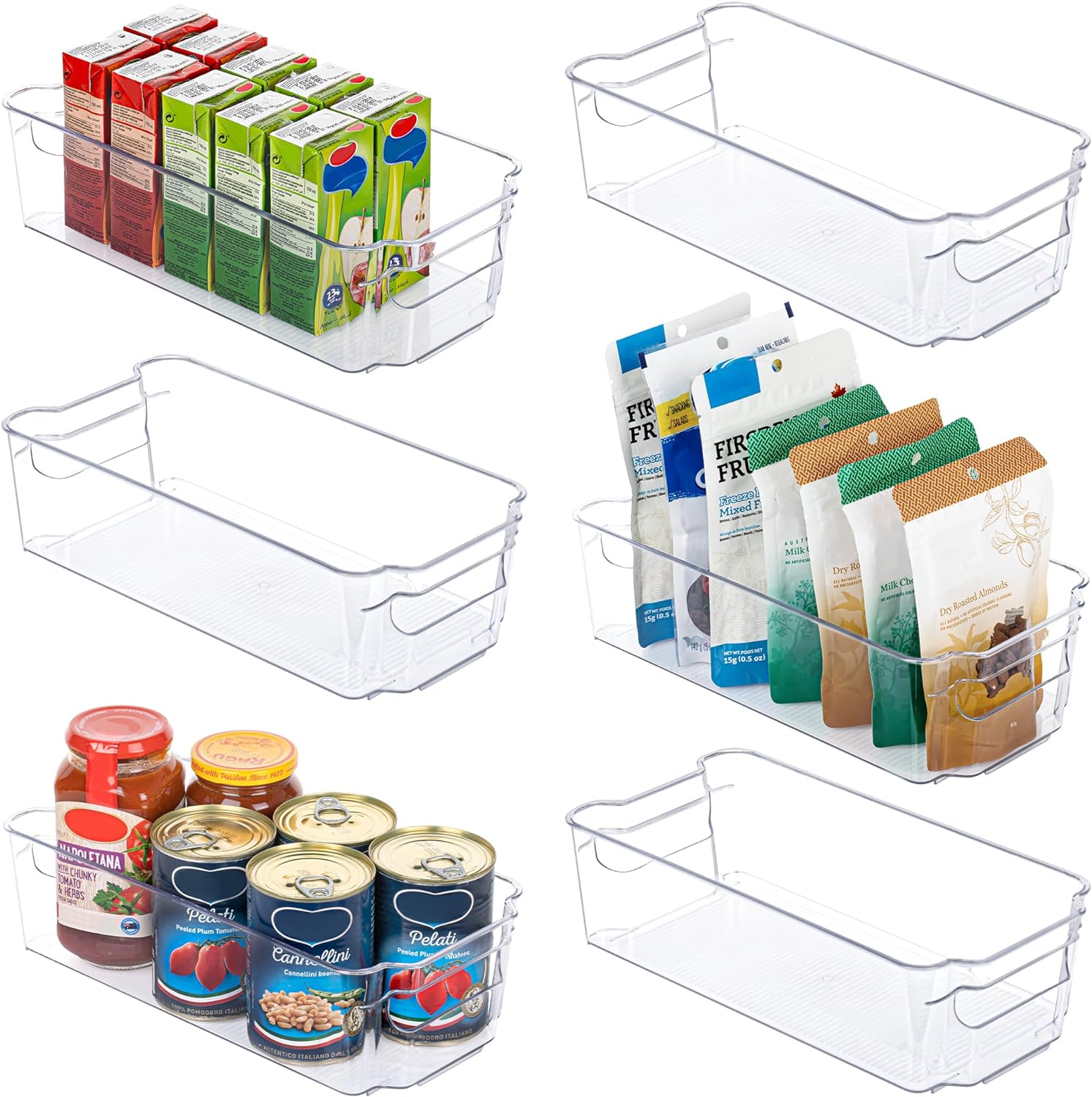 HOOJO Refrigerator Organizer Bins - 8pcs Clear Plastic Bins For Fridge, Freezer, Kitchen Cabinet, Pantry Organization, BPA Free Fridge Organizer, 12.5