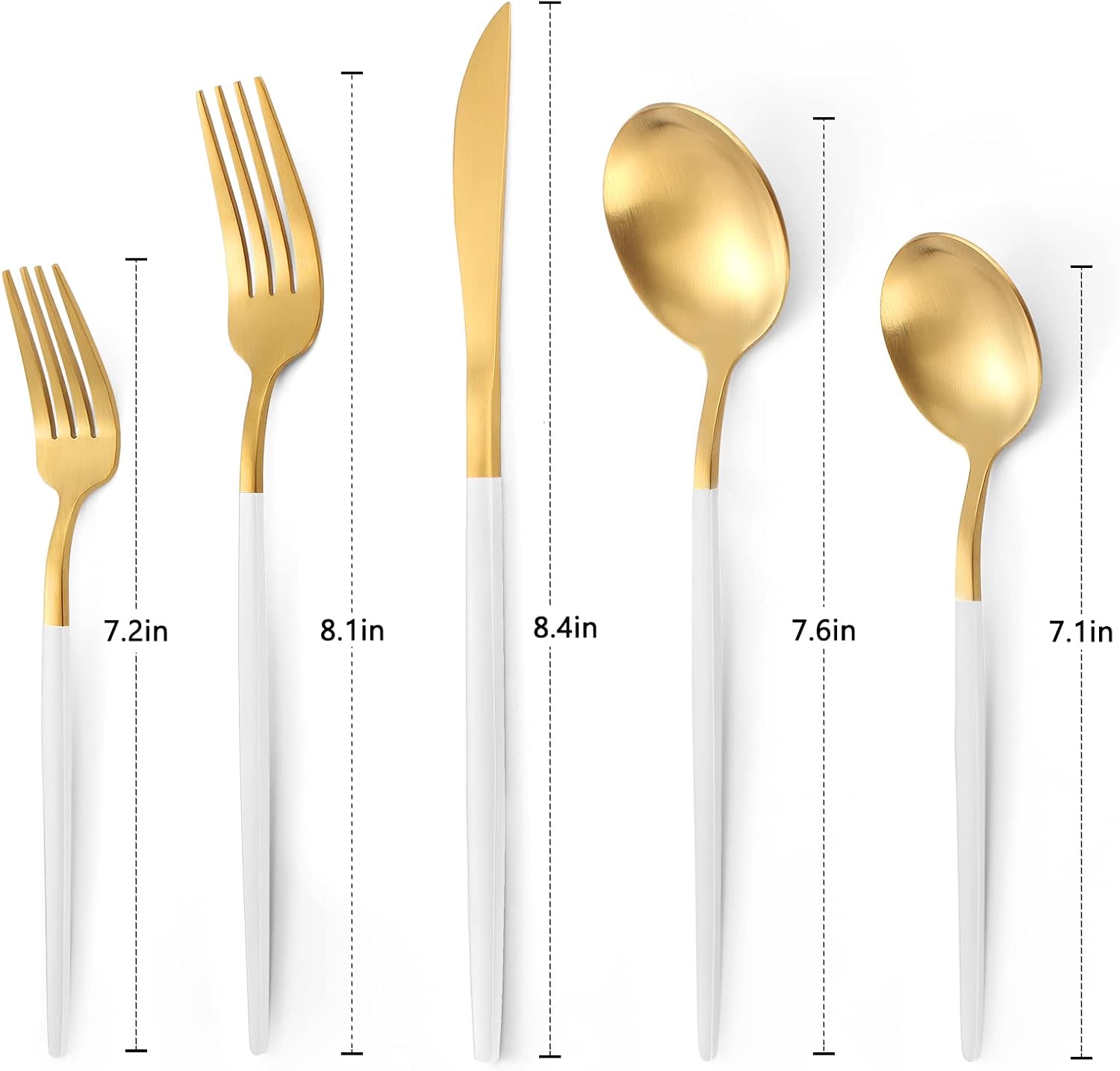 Matte Gold Silverware Set, VANVRO 40-Piece Stainless Steel Flatware Set, Satin Finish tableware Cutlery Set, Service for 8, Home and Restaurant, Dishwasher Safe