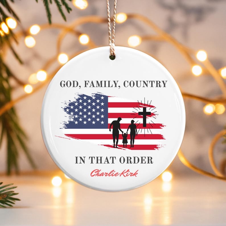 💙Charlie Kirk Quote Memorial Ornament: God Family Country