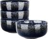 S&Q'S CERAMICS Cereal Bowls - 36 Ounce Ceramic Bowls, Japanese Noodle Bowl Set, Ceramic Bowls for Kitchen, Breakfast, Oatmeal, Microwave and Dishwasher Safe, [Set of 4], Dark Blue