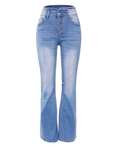 90s Vintage Button Fly High Waist Flare Leg Jeans,Free Shipping