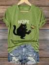 V-Neck Retro No Kings In America Cat Crown Nope Print T-Shirt