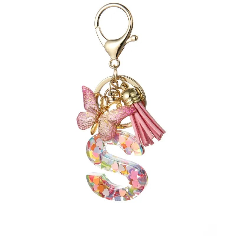 🔥Last Day 50% OFF - Butterfly Letter Keychain Tassel Design Vibrant Durable Lightweight Gift