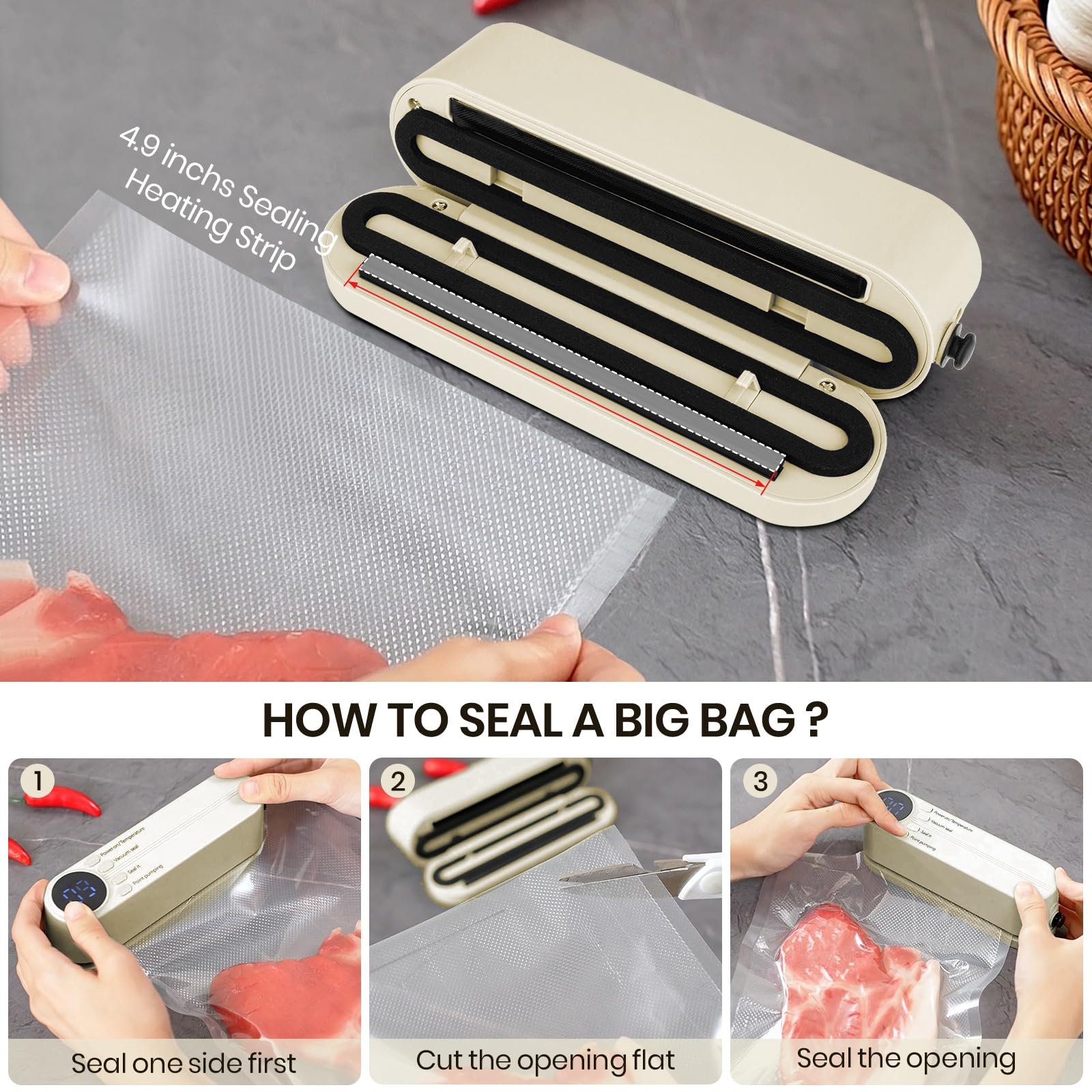 💥LAST DAY SALE 50% OFF💥3-in-1 Cordless Mini Vacuum Sealer⚡BUY 2 FREE SHIPPING