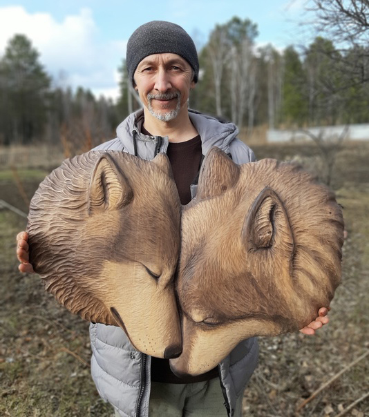 🔥Handcrafted - Wooden Wolf Carvings Wall Art