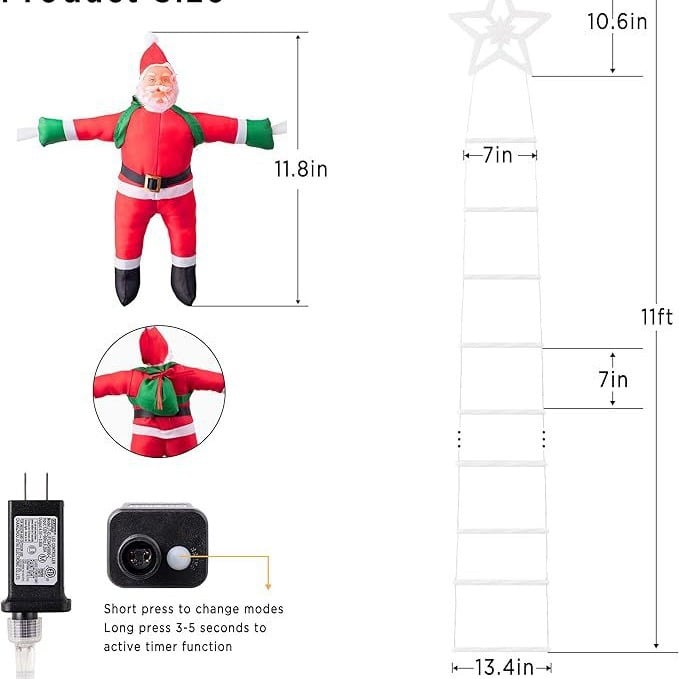 ⏰LAST DAY SALE 50% OFF💥Christmas LED Ladder Lights with Climbing Santa Claus