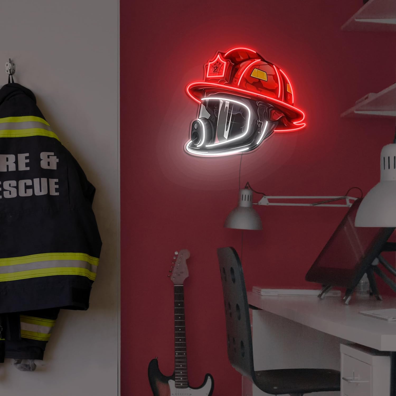 🔥Father's Day Sale🎁Firefighter Helmet Neon Sign