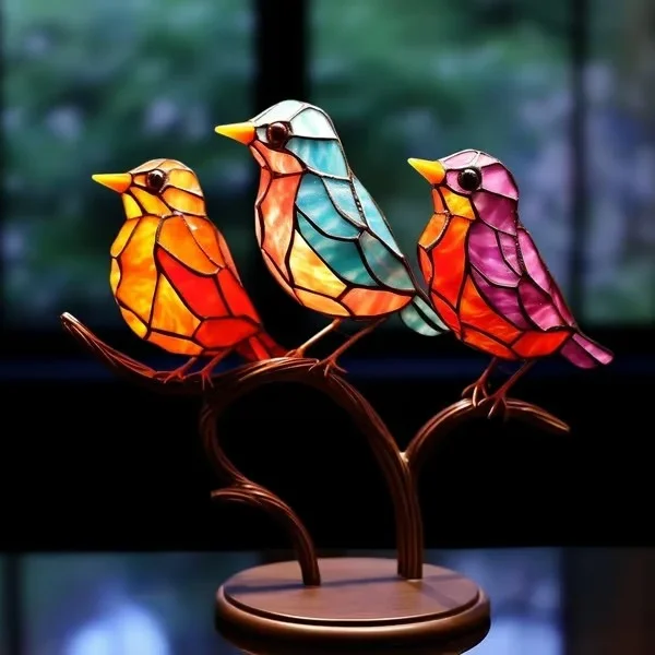 🎖️July 4th Flash Sale: 50% OFF Sitewide! 💕 <strong>Handmade</strong>🌈Colorful Birds on Branch Desktop Ornaments, Buy 2 Save 10%