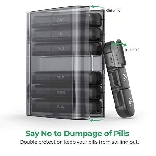21 Grid Black Pill Box Sorting Box