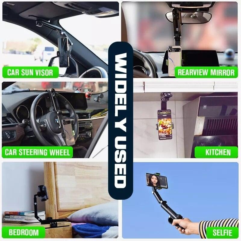 🎁Last Day Sale - 70% OFF🎉1080° Multi-function Sun Visor Universal 360 Degree Rotating Phone Holder Suitable for Any Scene Car Holder