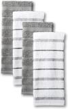 KitchenAid Albany Kitchen Towel 4-Pack Set, Grey/White, 16