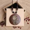 Handmade wooden boho style vintage pendant