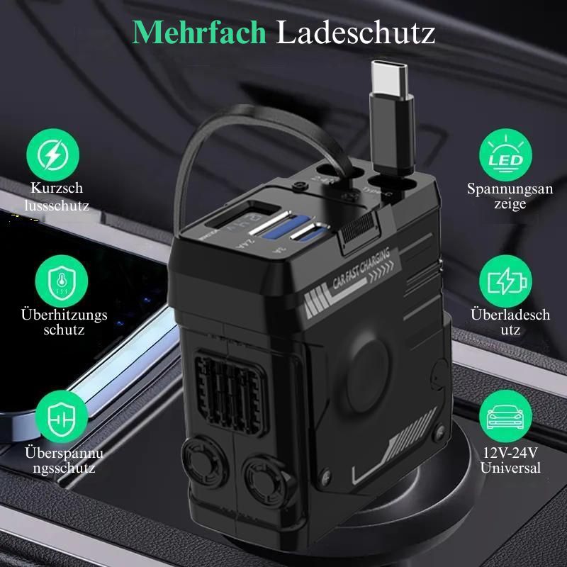 🔥Letzter Tag 49 % Rabatt⚡Einziehbares 4-in-1 Auto-Ladegerät