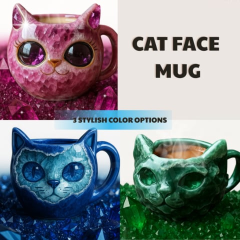 🎁TikTok Last Day Sale - 70% OFF🔥NEW HANDMADE Crystal Cat Face Mugs – Limited Edition☕