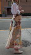 Women's Lapel White Shirt + Printed Skirt Casual Suit