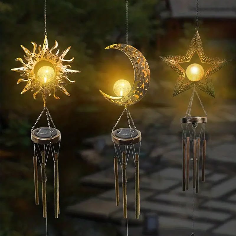 💥LAST DAY SALE 50% OFF💥Solar Garden Lights - Sun Moon Wind Chime Pendant