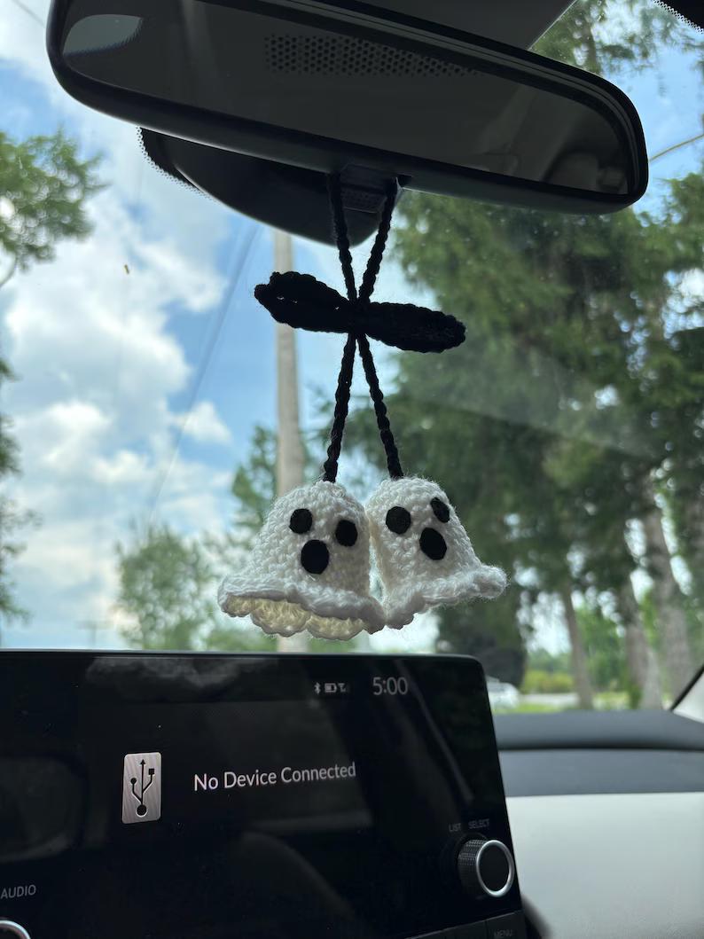 Halloween Crochet Ghost Car Charm