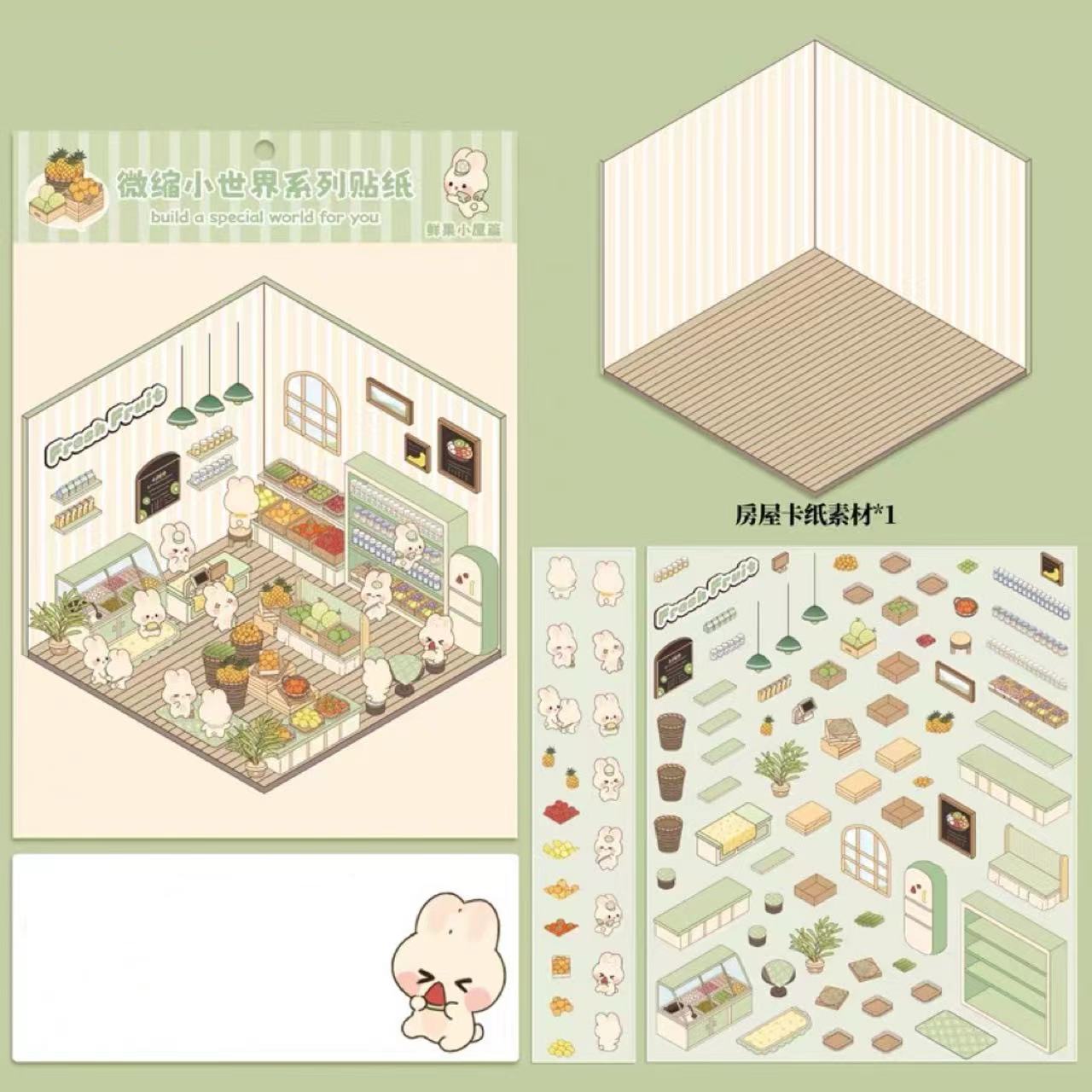 Sticker Play Scenes! Build 3D Izakaya|Chinese Convenience Store|Fresh Fruit|Bakery Shop