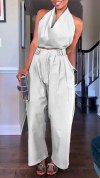 🔥60% OFF💃💎Own the Look, Save More!✨Women's Halter Neck Sleeveless Cotton and Linen Casual Suit