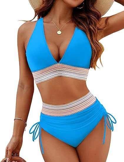 🔥Last Day Promotion 70% OFF💥2025 High Waisted Tummy Control Color Block Bikini Sets