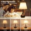 Touch Bedside Lamp for Bedroom, 3-Way Dimmable Farmhouse Table Lamps for Nightstand with Fabric Shade, Desk Lamp for Kids Reading, Home Office