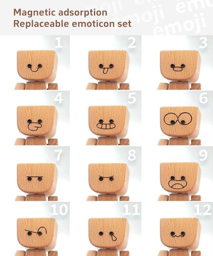 LAST DAY 49% OFF🔥Charming Little Wooden Figure That Sways with 12PCS Magnetic Expressions