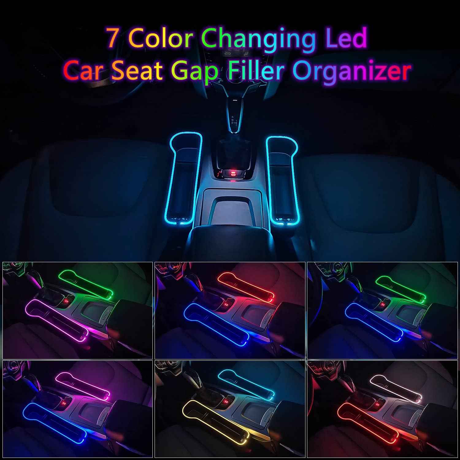 Car Seat Gap Luminous Storage Box with USB Port