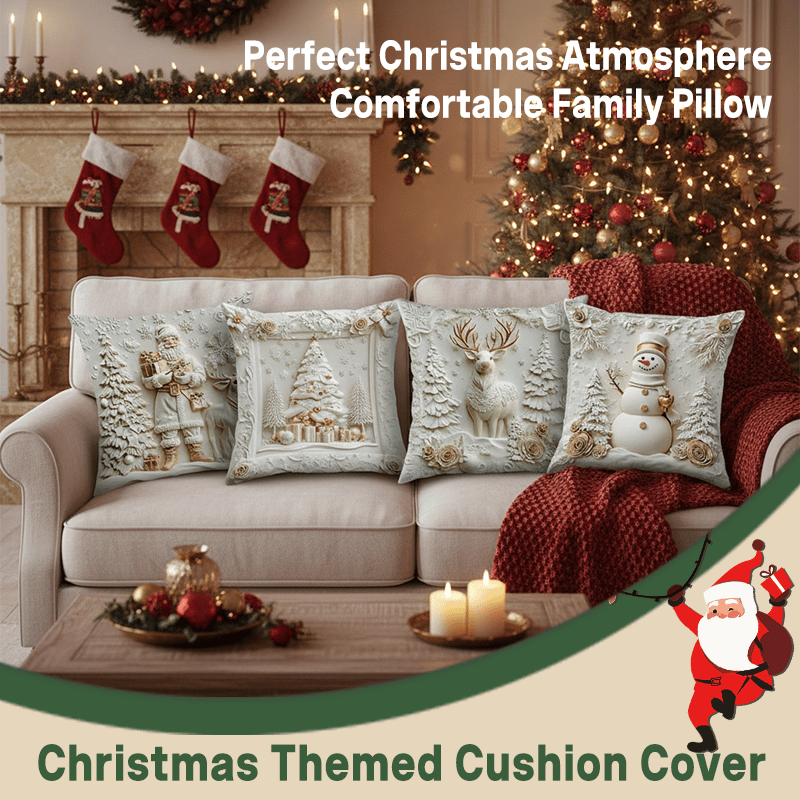🎄 Soft Christmas Pillow Covers – 4-Piece Set for Cozy Holiday Vibes!