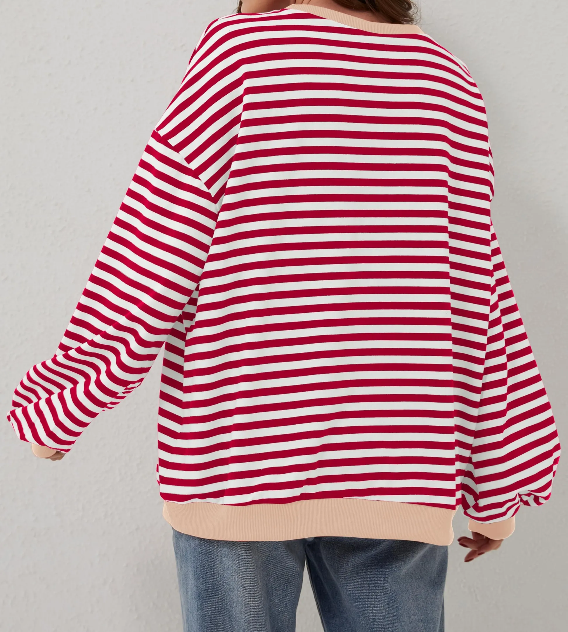 🔥 Women Oversized Striped Color Block Long Sleeve -Buy 2 Free Shipping